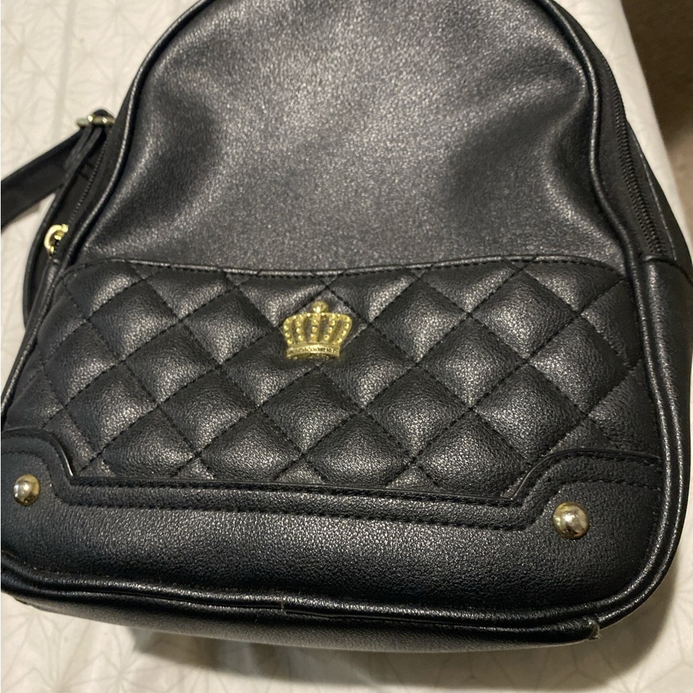 Juicy Couture Black Backpack with Gold Crown Detail